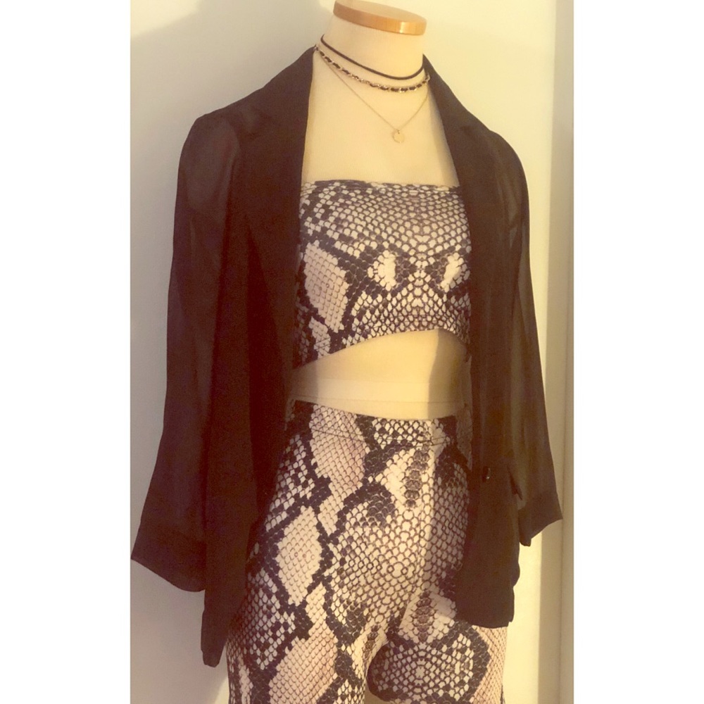 Two piece snake skin biker short set
